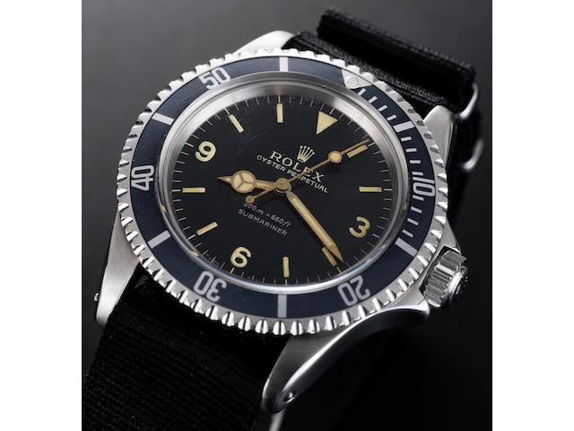 Rolex. A very rare stainless steel automatic centre seconds bracelet watch with rare 3-6-9 Explorer type dial <B>Ref:5513, Case No.1103643, Made in March 1964</B>
