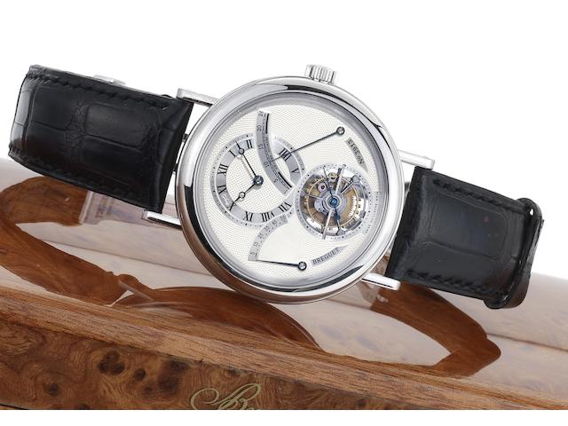 Breguet. A very fine platinum tourbillon wristwatch with power-reserve and 24 hour indicatorClassique, Ref:3657PT, Case No.3913, Recent