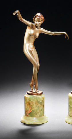 Josef Lorenzl A Large Cold-painted Bronze Figure of a Nude, circa 1930