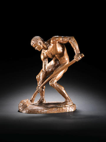 Alfred Boucher 'Le Terrasier' a Patinated Bronze Study, circa 1880