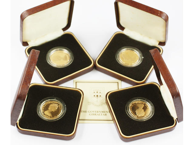 Gibraltar, Elizabeth II: Four commemorative fifty pound coins for 175th anniversary of the death of Nelson.