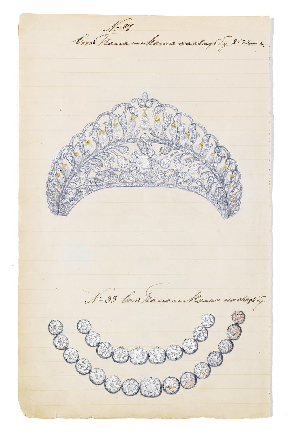Ksenia (Xenia) Alexandrovna, Grand Duchess of Russia (6 April 1875 &#150; 20 April 1960)PERSONAL ILLUSTRATED INVENTORIES OF JEWELLERY AND BIBELOTS FROM 24TH JUNE 1880 TO 1905, AND OF JEWELLERY FROM 12 JANUARY 1894 TO 25 MARCH 1912, IN TWO VOLUMES