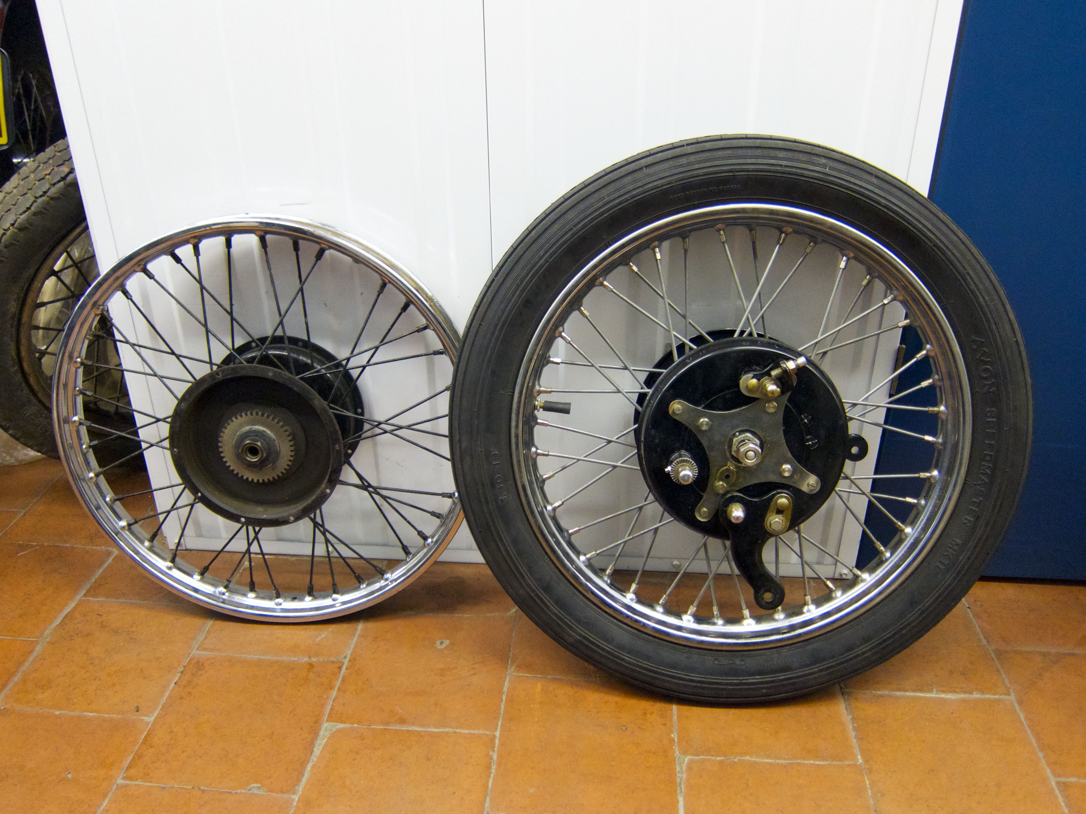 Bonhams Cars : Two twin drum wheels believed Vincent,