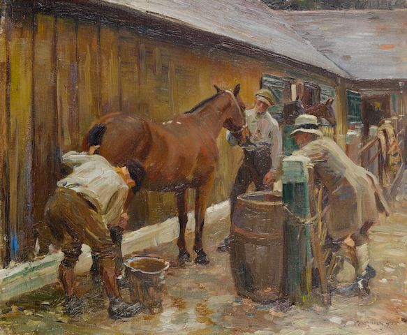 Bonhams Sir Alfred James Munnings P R A R W S British 1878 1959 Washing A Cut 51 X 61 Cm 20 X 24 In