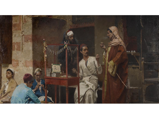 Raphael von Ambros (Austrian, 1855-1895) The tobacco seller, Cairo