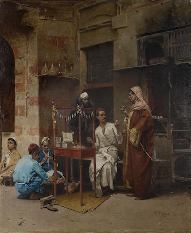 Raphael von Ambros (Austrian, 1855-1895) The tobacco seller, Cairo