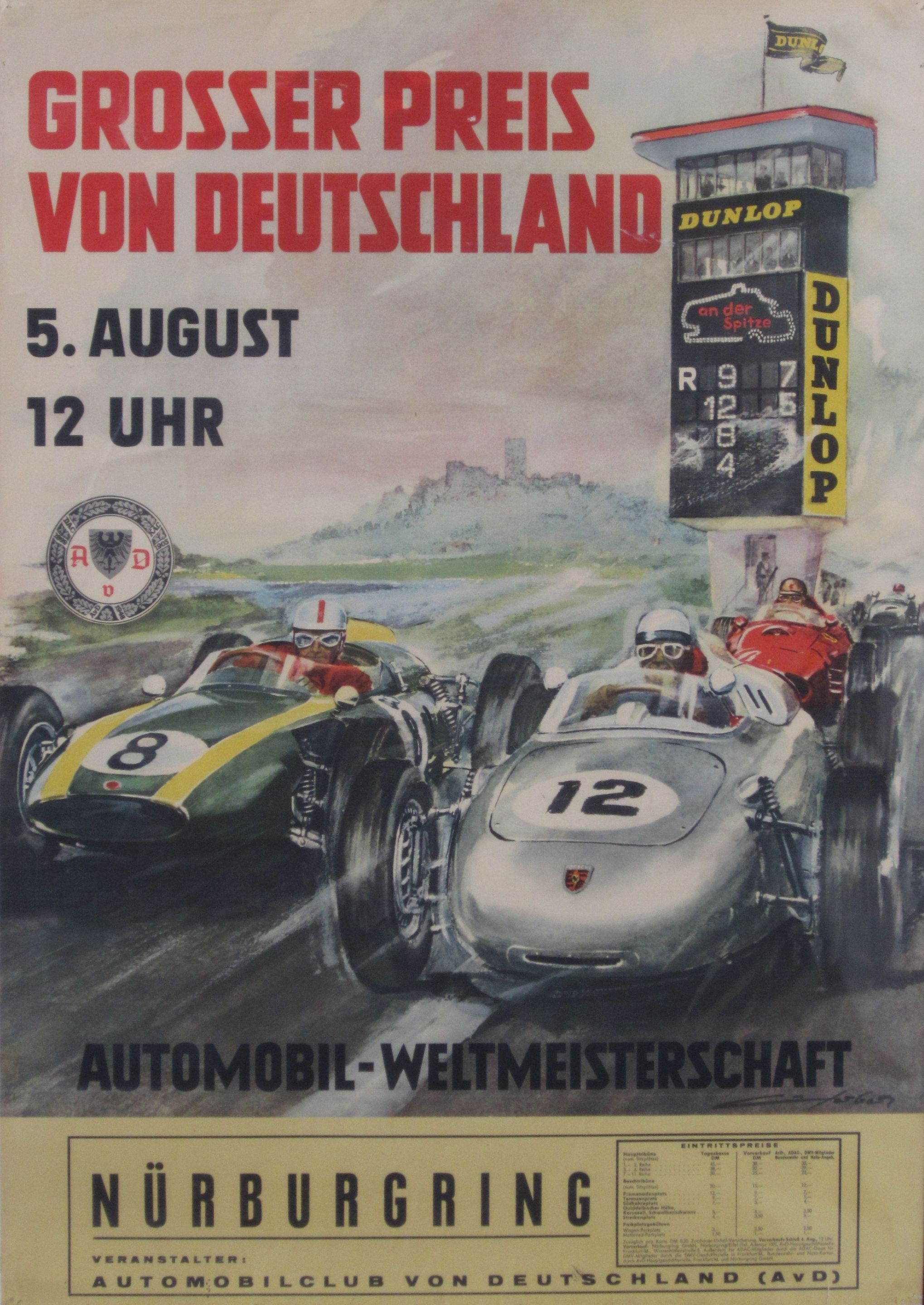 Bonhams Five Grosser Preis von Deutschland posters, 1962,