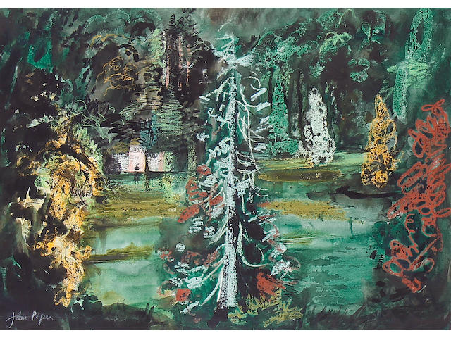 John Piper C.H. (British, 1903-1992) Forest in Wales 35.5 x 55 cm. (14 x 21 1/2 in.)
