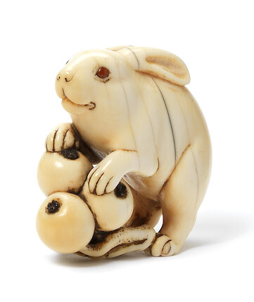 Hare Rabbit Netsuke Bonhams : An ivory netsuke of a hare By Okatori, Kyoto, early 19th century