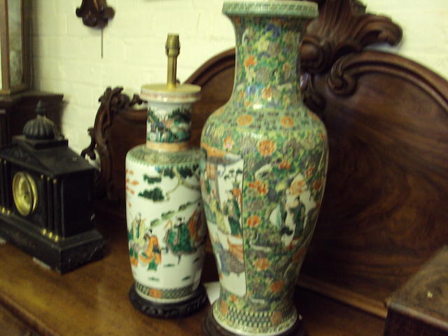 Two large lamped Chinese vases