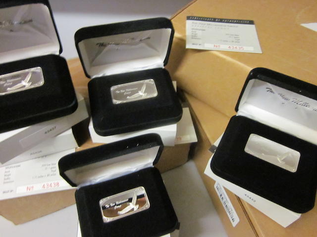 A collection of sixty 1 troy ounce silver ingots,
