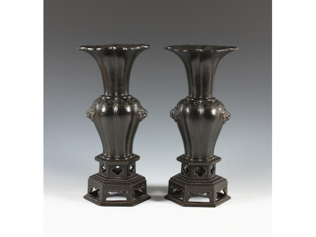 A pair of Chinese bronze vases, early 19th century