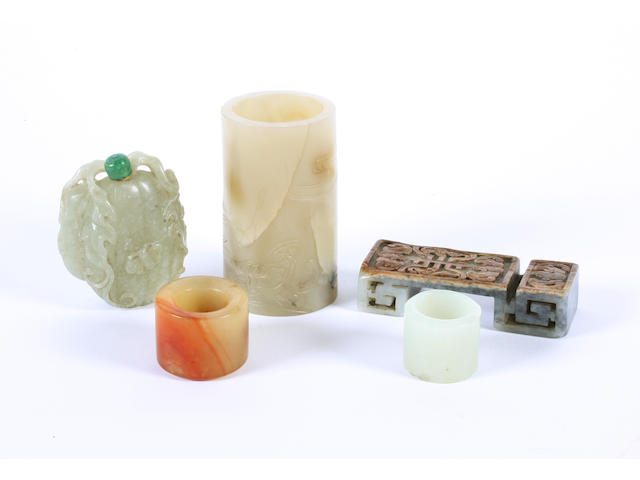 A group of hardstone and jade pieces, 19th century