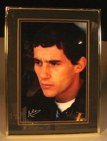 A photographic print of Ayrton Senna,