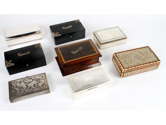 A collection of cigarette boxes Various types & makers,  (8)