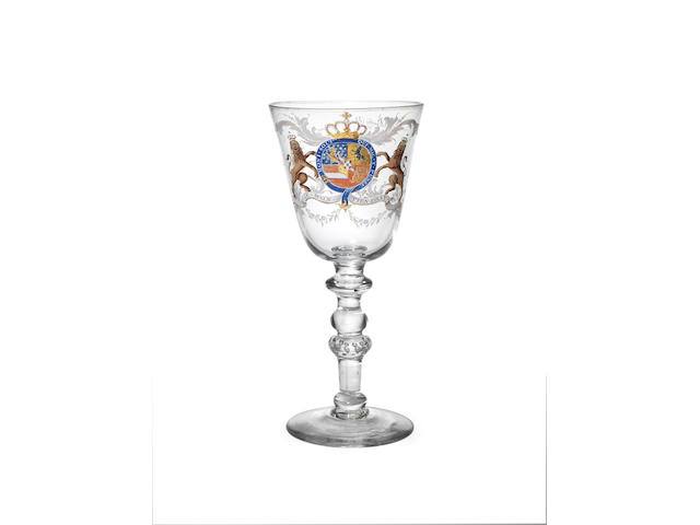 The Prince William V Goblet. A highly important Beilby enamelled and gilt Royal armorial Goblet, circa 1766