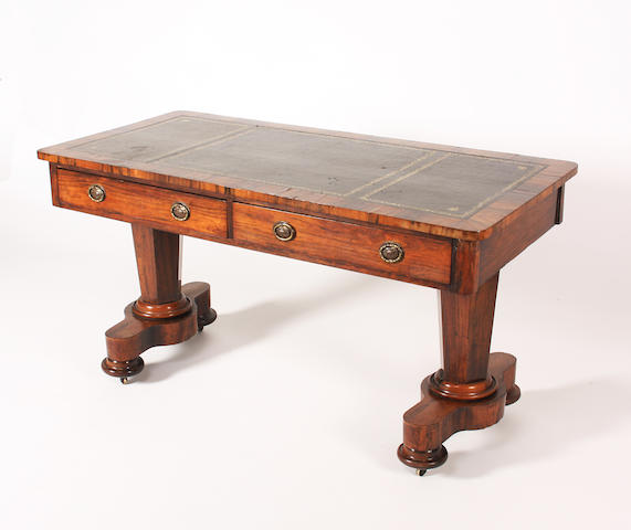 A William IV rosewood library writing table