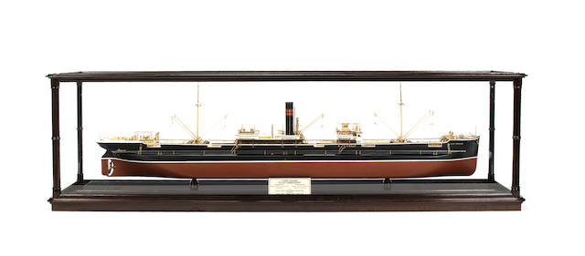 26A Boardroom Model of the Turret ship SS Clan Ferguson 1898. 62x13.5x18ins. (157x34x46cm) the model 52.5ins. (133cm)long.