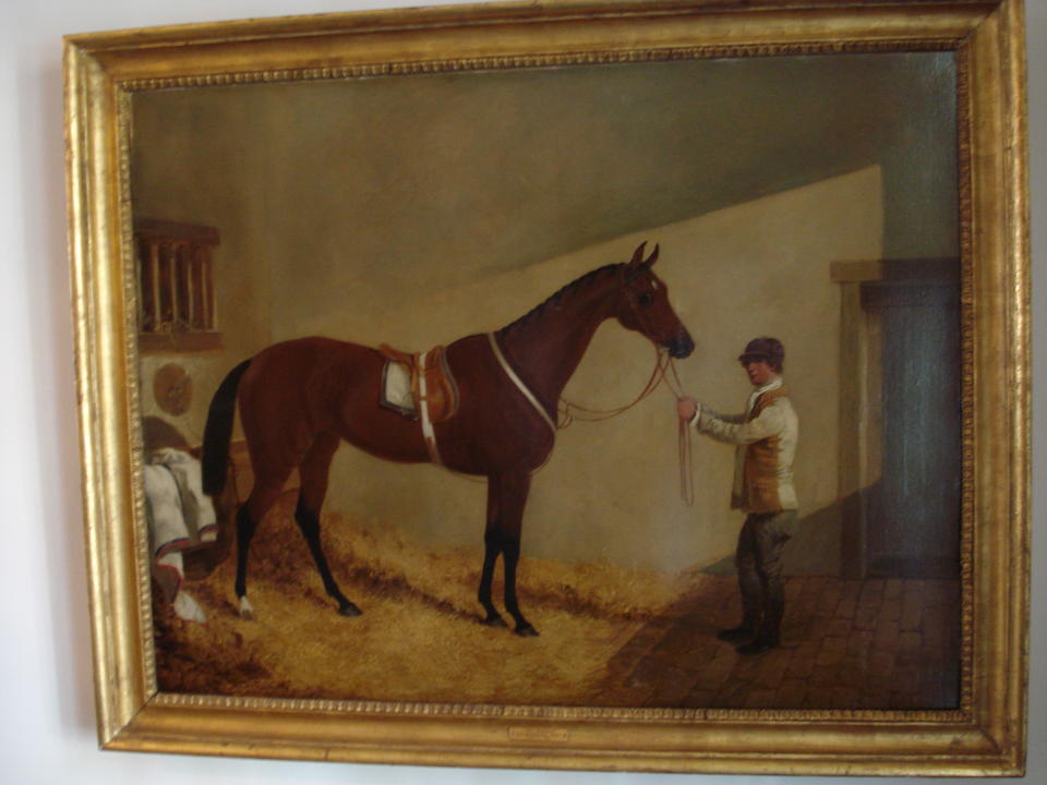 John Frederick Herring, Snr. (British, 1795-1865) Mr G Salvin's bay mare 'Alice Hawthorn' held by her lad