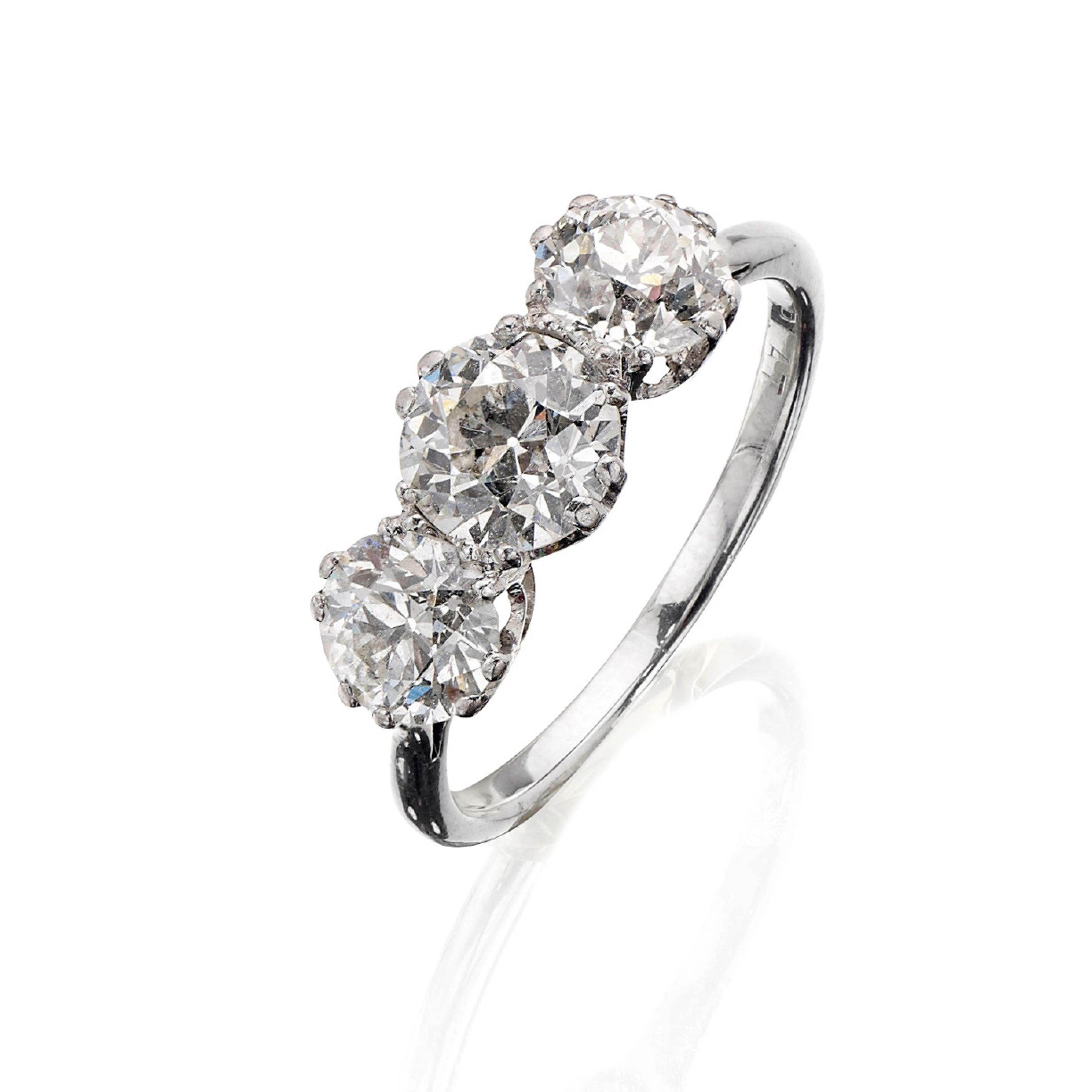 A diamond three-stone ring