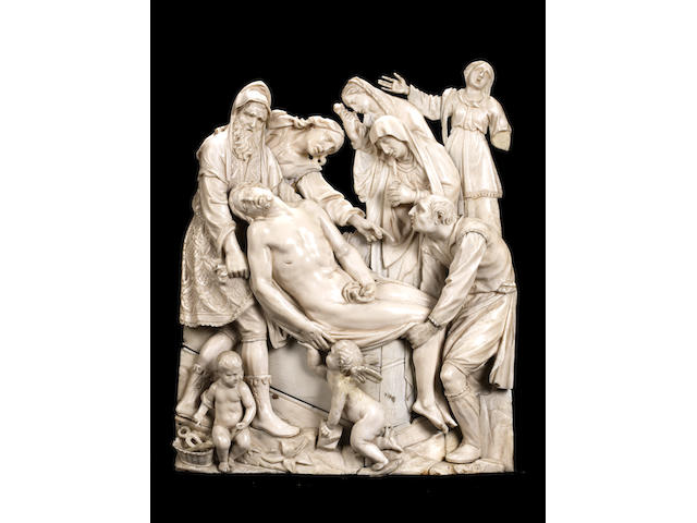 Circle of David Heschler, German (1611-1667) A 17th century ivory relief of the Entombment