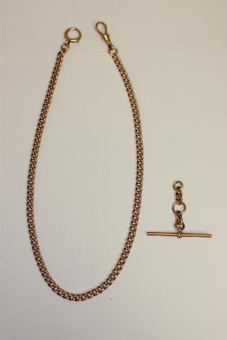 A 15ct gold curb-link albert chain