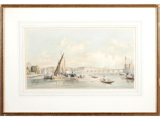 William Parrott (British, Overley 1813-1875) London from the Thames a collection of 14 colour lithographs, circa 1840's 23 x 41 cm    (14)