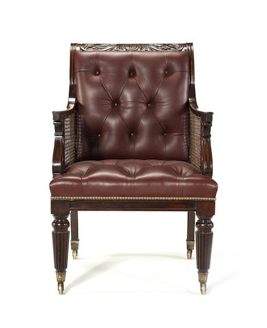 A Regency Scottish mahogany bergere attributed to William Trotter