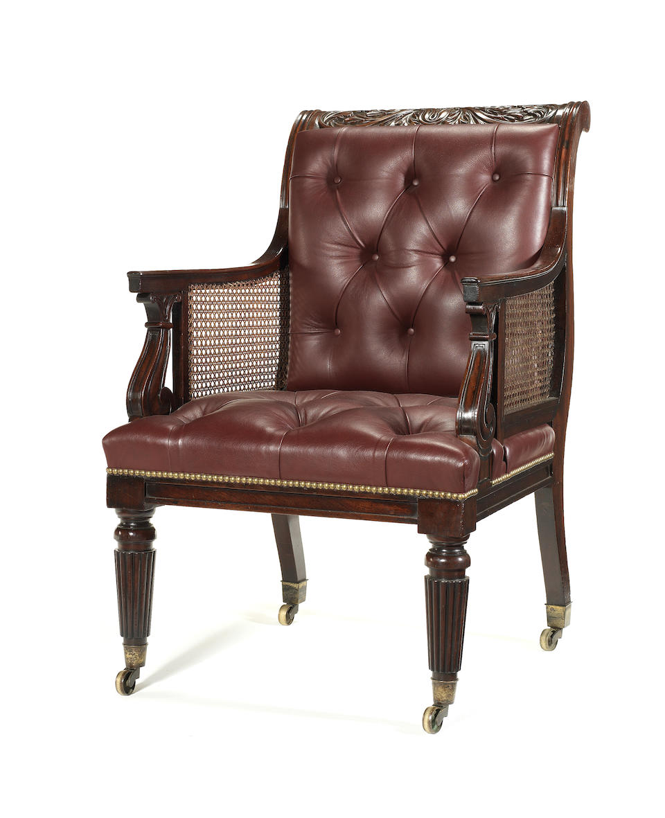 A Regency Scottish mahogany bergere attributed to William Trotter