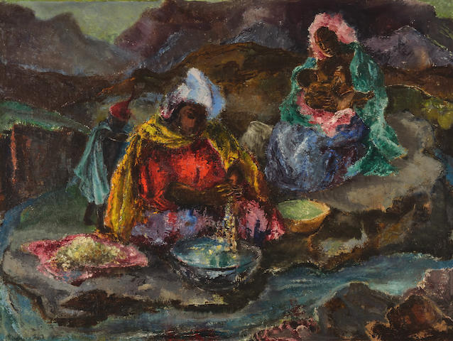 Cecil Higgs (South African, 1900-1986) Basuto washer women