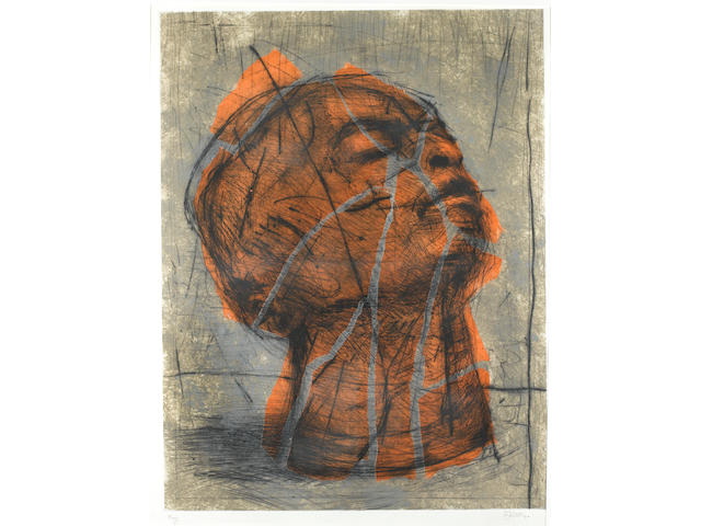 William Joseph Kentridge (South African, born 1955), 1993 Orange head 103 x 79cm (40 9/16 x 31 1/8in).(image size)