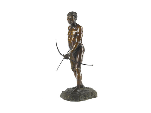 Anton van Wouw (South African, 1862-1945) 'The bushman hunter' 49cm (19 5/16in) high (including base)