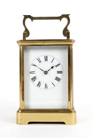 A late 19th/early 20th century brass carriage clock