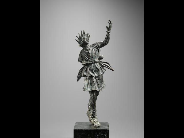 A Roman bronze figure of dancing Lar