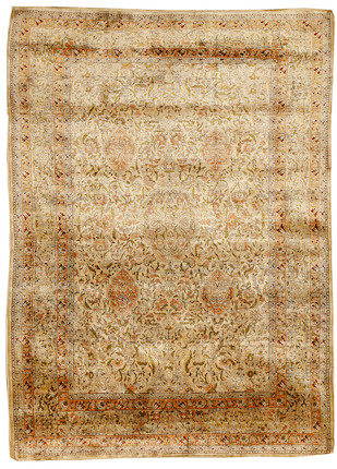 A silk Hereke rug, West Anatolia, circa 1960, 7 ft 6 in x 5 ft 5 in (229 x 165 cm) good condition image 1