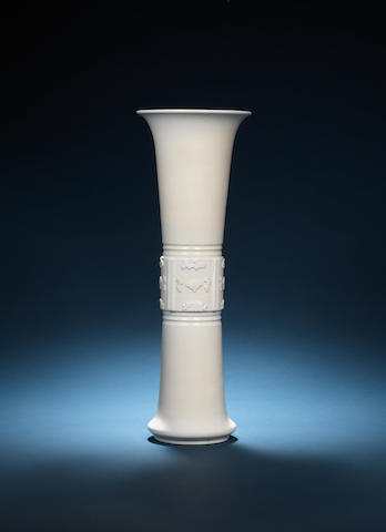 A blanc-de-chine beaker vase, gu 18th century