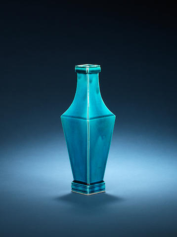 An unusual turquoise-glazed square baluster vase 18th/19th century