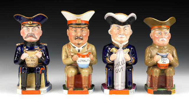 A full set of eleven Wilkinson Toby Jugs of the Allied Commanders of the First World War, 1915-19
