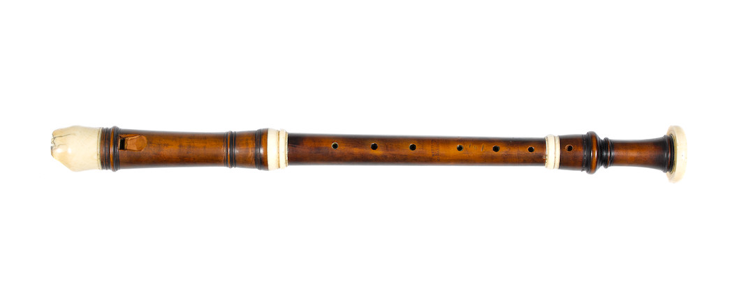 Bonhams : An Early English ivory and stained boxwood Tenor Recorder by ...