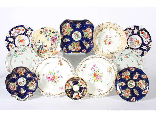 A group of assorted English porcelain dessert plates 19th century.
