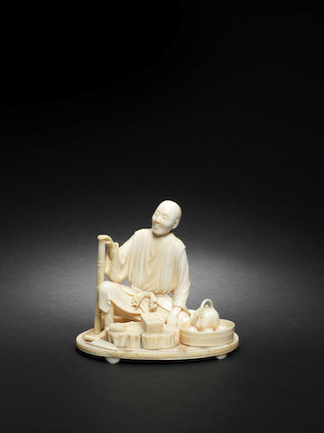 An ivory okimono of an artisan By Seiri/Shizutoshi, Meiji Period