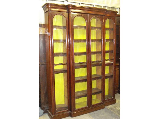A Victorian mahogany breakfront bookcase,