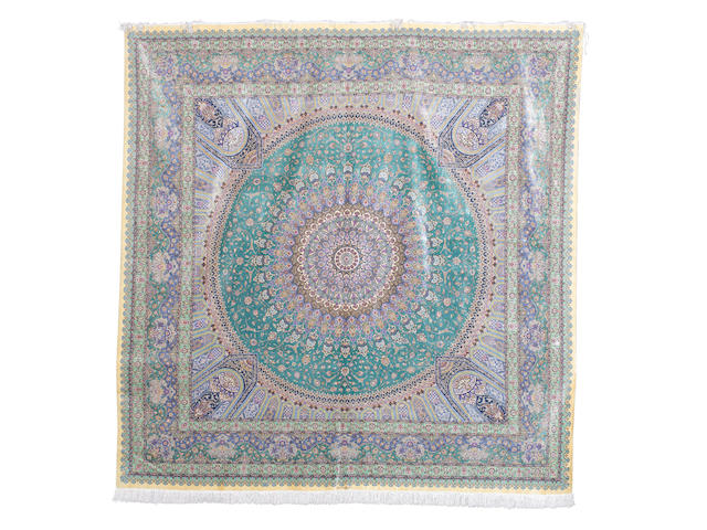 A silk Ghom carpet, Central Persia, circa 1970, 9 ft 11 in x 9 ft 9 in (303 x 297 cm) excellent condition