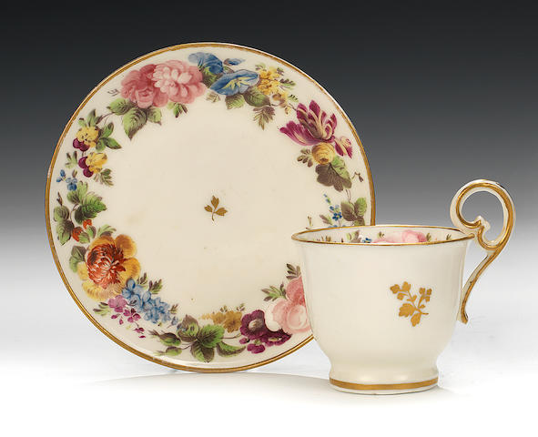 A Nantgarw coffee cup and saucer by Thomas Pardoe, circa 1818-20