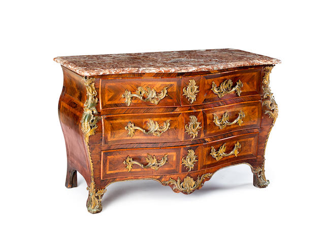 A Louis XV walnut and kingwood parquetry commode circa 1740, by Walter