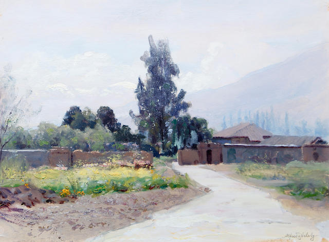 Alfredo Helsby (Chilean, 1862-1933) A dwelling in the Maipo Valley, Chile