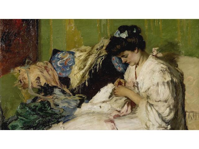 Rupert Bunny (1864-1947) Lady Sewing c.1906