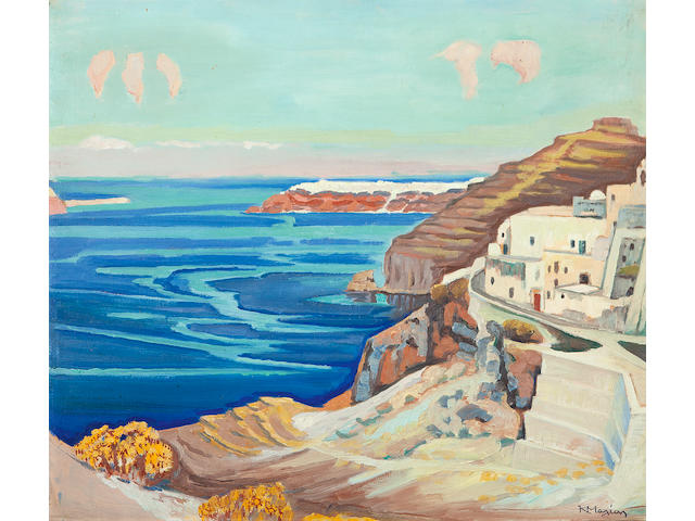 Constantinos Maleas (Greek, 1879-1928) Santorini 49 x 56 cm.