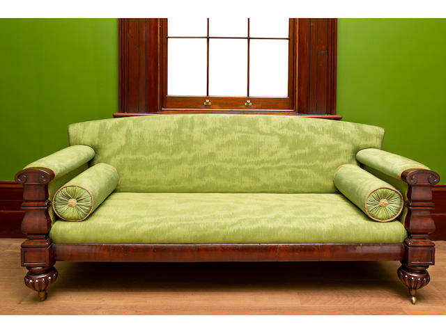 A rare Australian cedar and upholstered sofa after a George Smith designcirca 1835