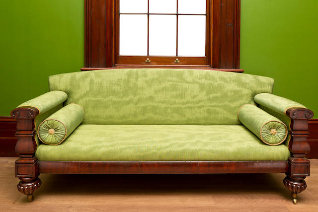 A rare Australian cedar and upholstered sofa after a George Smith designcirca 1835